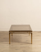 Brass & Smoked Glass Coffee Table Manner of Guy Lefevre, 1970's - Lone Fox