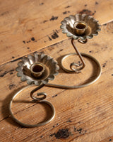 Brass Swirl Double Floral Taper Holder - Lone Fox