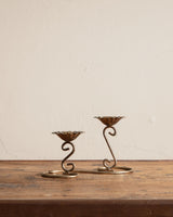 Brass Swirl Double Floral Taper Holder - Lone Fox