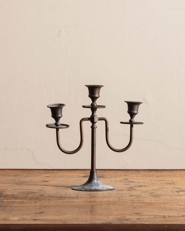 Brass Triple Taper Candleholder, 1970's - Lone Fox