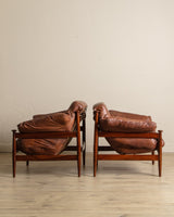 Brazilian Mahogany & Leather Lounge Chairs, Brazil, 1960's (2 Available) - Lone Fox