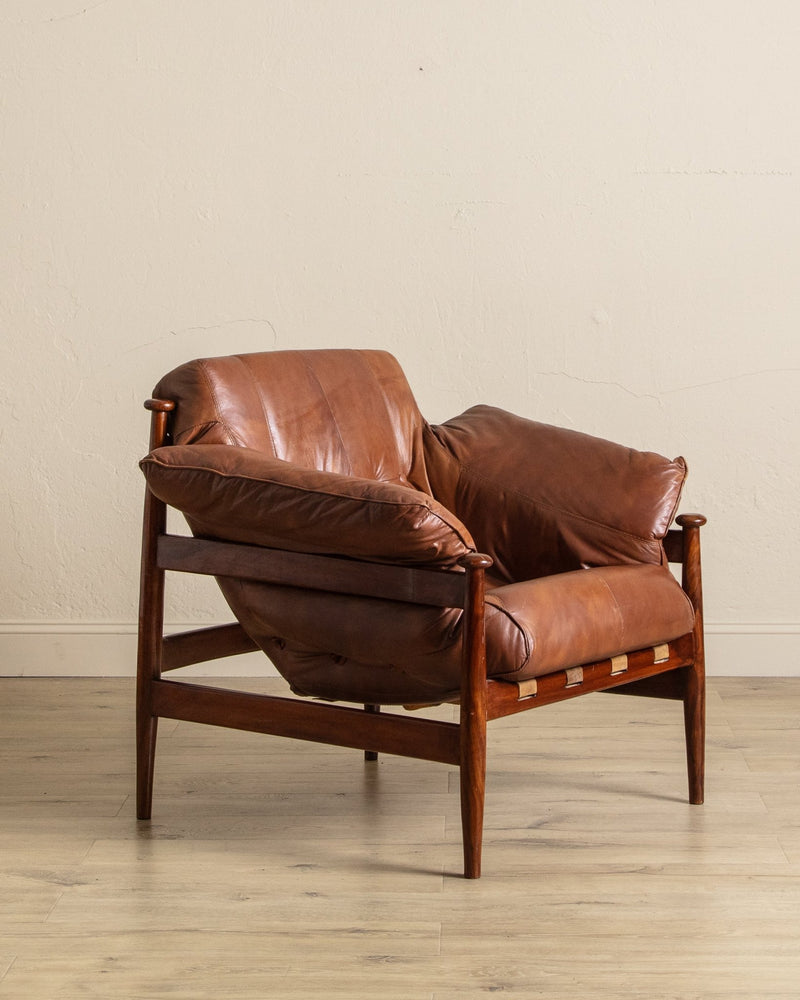 Brazilian Mahogany & Leather Lounge Chairs, Brazil, 1960's (2 Available) - Lone Fox