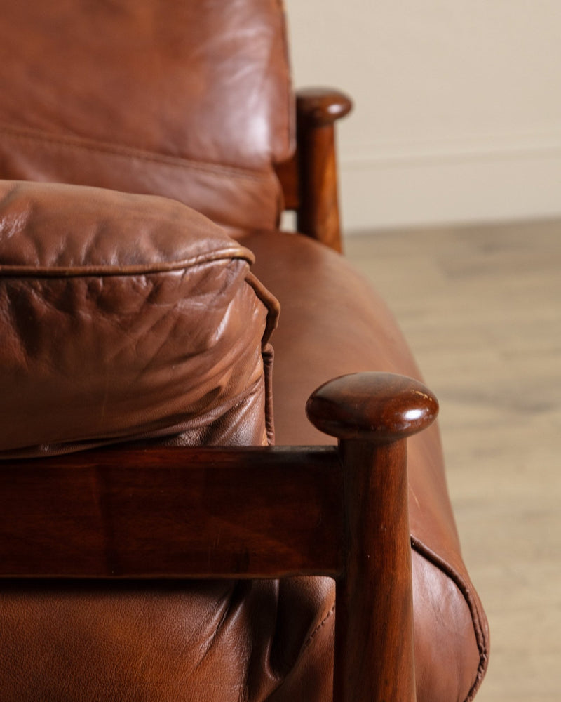 Brazilian Mahogany & Leather Lounge Chairs, Brazil, 1960's (2 Available) - Lone Fox