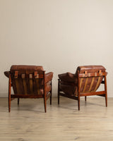 Brazilian Mahogany & Leather Lounge Chairs, Brazil, 1960's (2 Available) - Lone Fox