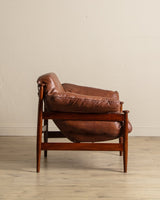 Brazilian Mahogany & Leather Lounge Chairs, Brazil, 1960's (2 Available) - Lone Fox