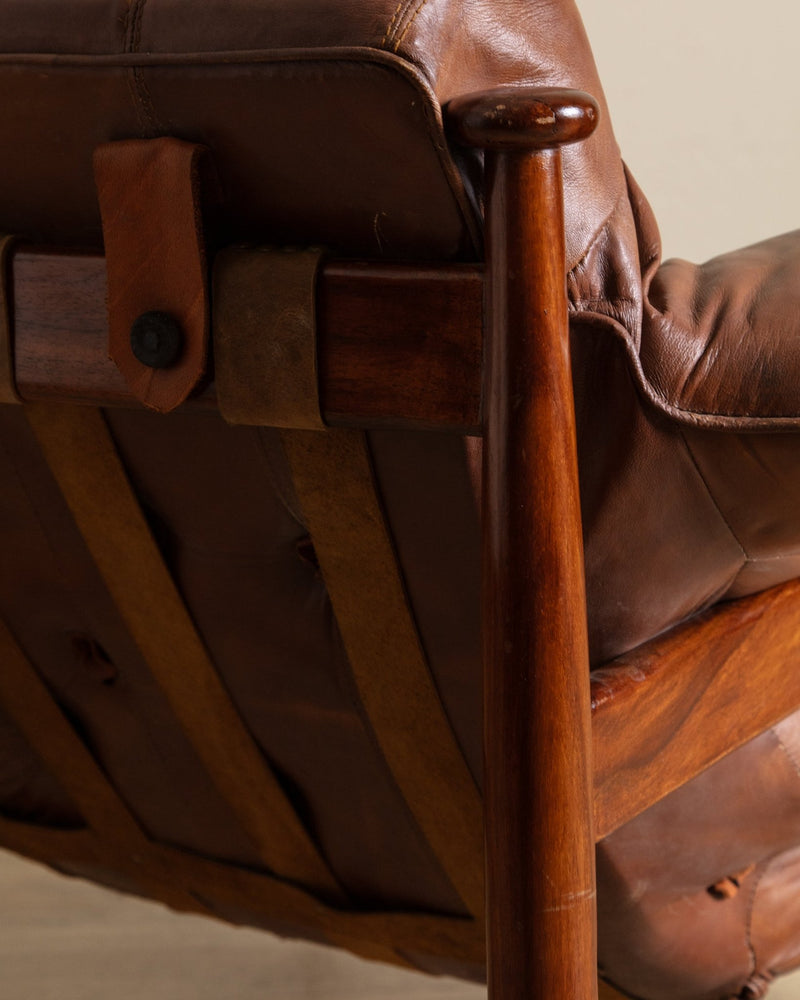Brazilian Mahogany & Leather Lounge Chairs, Brazil, 1960's (2 Available) - Lone Fox