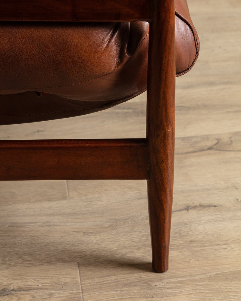 Brazilian Mahogany & Leather Lounge Chairs, Brazil, 1960's (2 Available) - Lone Fox