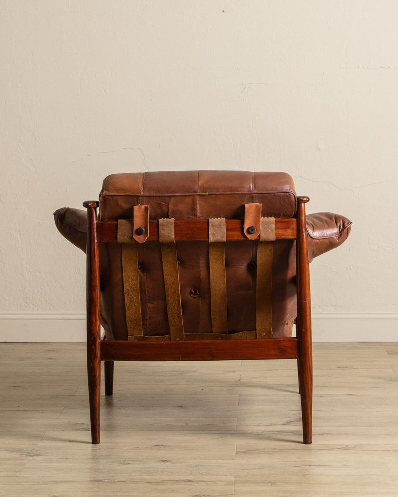 Brazilian Mahogany & Leather Lounge Chairs, Brazil, 1960's (2 Available) - Lone Fox