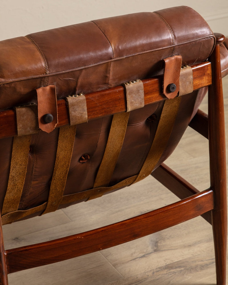 Brazilian Mahogany & Leather Lounge Chairs, Brazil, 1960's (2 Available) - Lone Fox