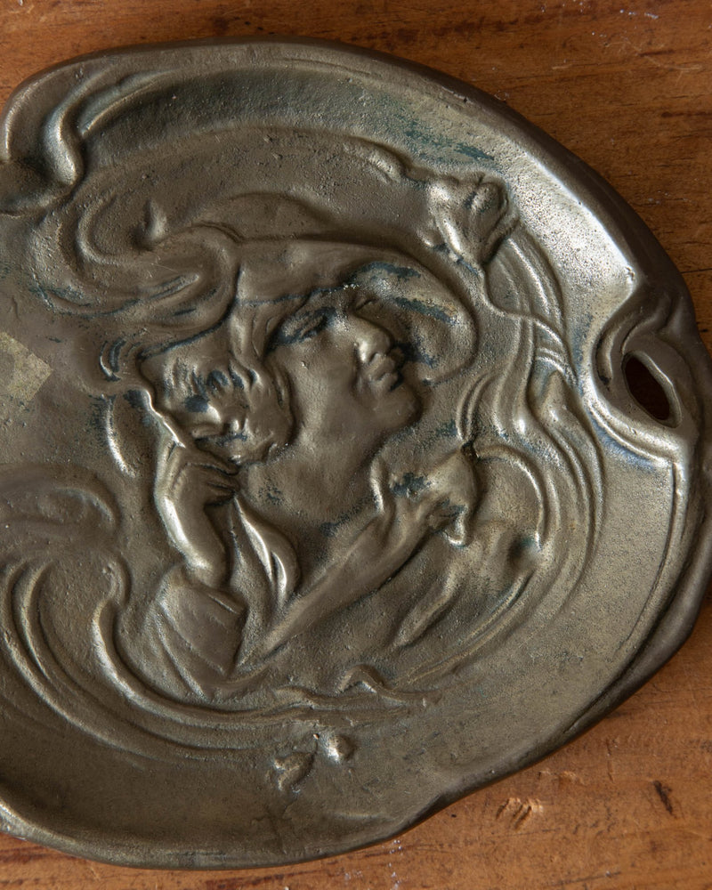 Bronze Art Nouveau Smoking Woman Ashtray - Lone Fox