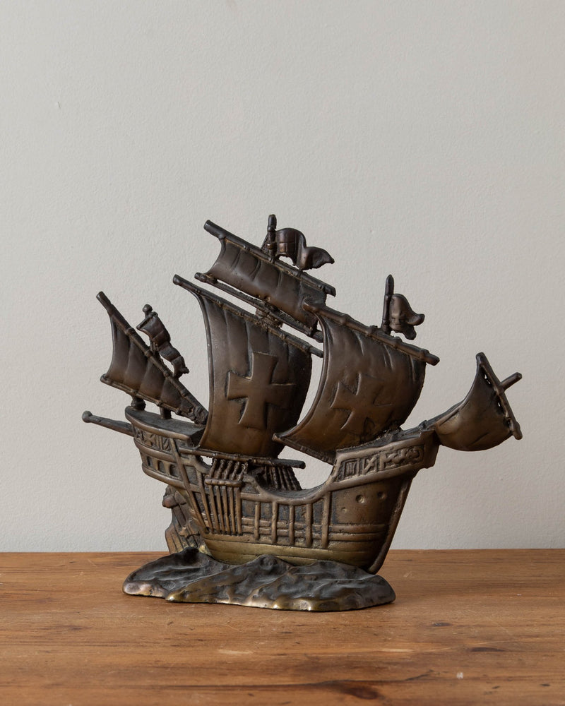 Bronze Ship Sculpture / Door Stop - Lone Fox