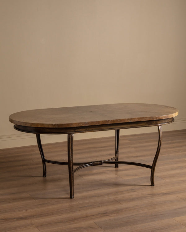 Bronzed Iron & Parchment Dining Table, France, 1980's - Lone Fox