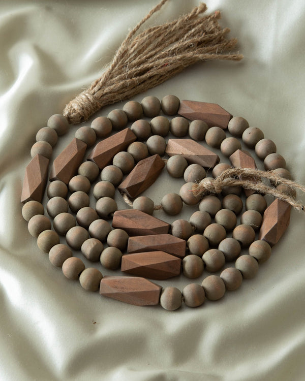 Brown Paulownia Wood Bead Garland - Lone Fox