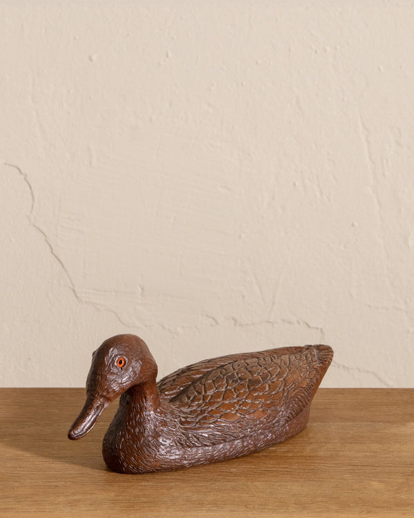 Brown Resin Duck Decoy, 1970's - Lone Fox
