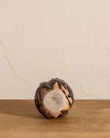 Brown Textured Studio Pottery Vase, Signed - Lone Fox