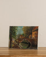 Brugge Bridge Landscape Oil Painting, Belgium, 19th Century - Lone Fox