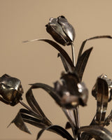 Brutalist Brass Flower Sculpture on Stone Base, United States, 1960s - Lone Fox