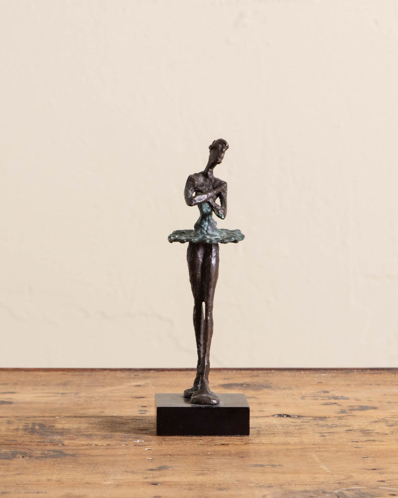 Brutalist Bronze Ballerina Statue - Lone Fox