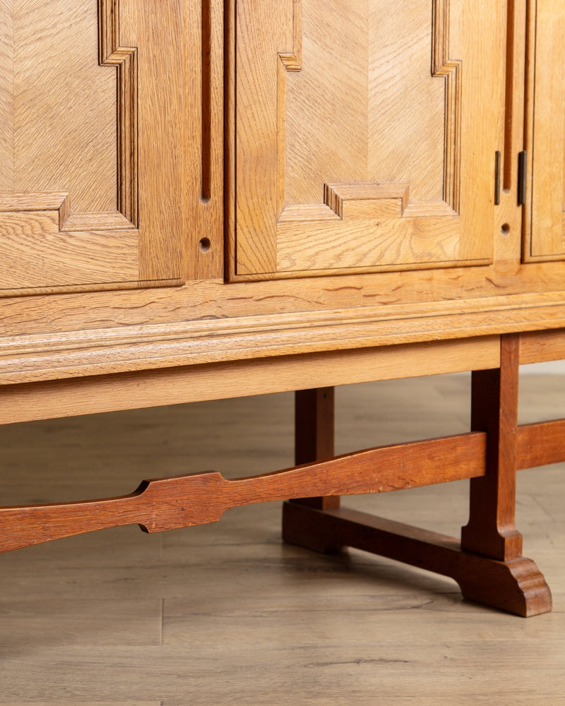 Brutalist Carved Oak Sideboard, Denmark, 1970's - Lone Fox