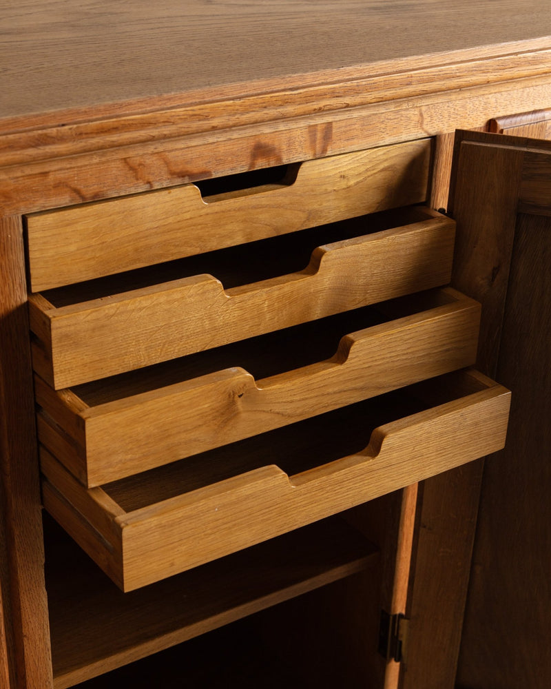 Brutalist Carved Oak Sideboard, Denmark, 1970's - Lone Fox