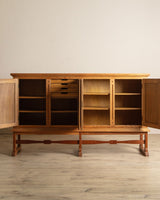 Brutalist Carved Oak Sideboard, Denmark, 1970's - Lone Fox