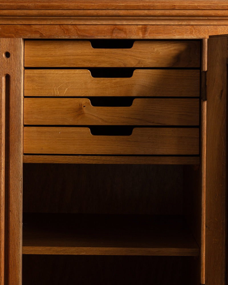 Brutalist Carved Oak Sideboard, Denmark, 1970's - Lone Fox