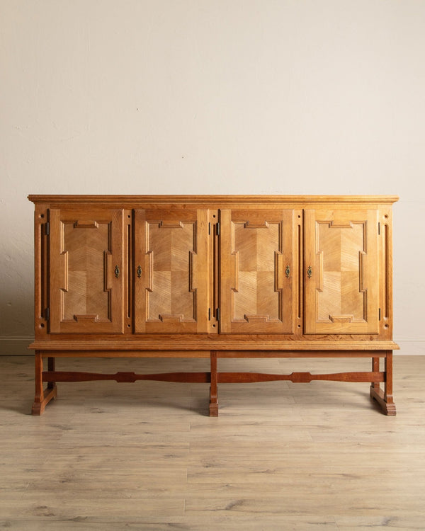 Brutalist Carved Oak Sideboard, Denmark, 1970's - Lone Fox