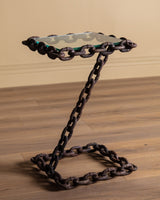 Brutalist Chain Link & Glass Side Tables, France, 1970's (2 Available) - Lone Fox