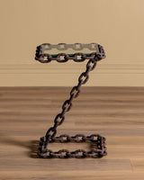 Brutalist Chain Link & Glass Side Tables, France, 1970's (2 Available) - Lone Fox