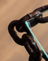 Brutalist Chain Link & Glass Side Tables, France, 1970's (2 Available) - Lone Fox