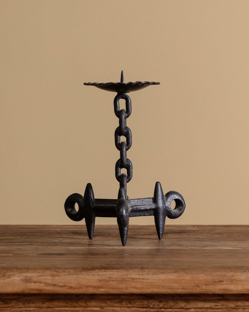 Brutalist Chain Link Iron Candle Holder, Spain, 1960's - Lone Fox