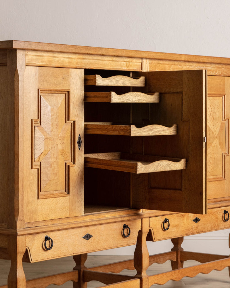 Brutalist Danish Oak Sideboard by Henning Kjaernulf, 1970's - Lone Fox