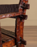 Brutalist Gouge Carved Mortise & Tenon Dining Set, France, 1940's (7 Pieces) - Lone Fox