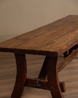 Brutalist Gouge Carved Mortise & Tenon Dining Set, France, 1940's (7 Pieces) - Lone Fox