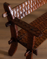 Brutalist Gouge Carved Mortise & Tenon Dining Set, France, 1940's (7 Pieces) - Lone Fox