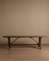 Brutalist Gouge Carved Mortise & Tenon Dining Set, France, 1940's (7 Pieces) - Lone Fox