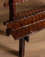 Brutalist Gouge Carved Mortise & Tenon Dining Set, France, 1940's (7 Pieces) - Lone Fox
