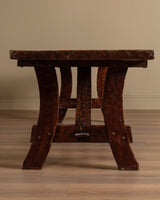 Brutalist Gouge Carved Mortise & Tenon Dining Set, France, 1940's (7 Pieces) - Lone Fox