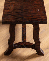 Brutalist Gouged Wood Side Table, France, 1950's - Lone Fox