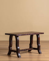 Brutalist Gouged Wood Side Table, France, 1950's - Lone Fox