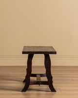 Brutalist Gouged Wood Side Table, France, 1950's - Lone Fox