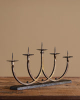 Brutalist Hammered Copper 5 Arm Candle Holder, 1960's - Lone Fox