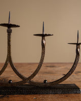 Brutalist Hammered Copper 5 Arm Candle Holder, 1960's - Lone Fox