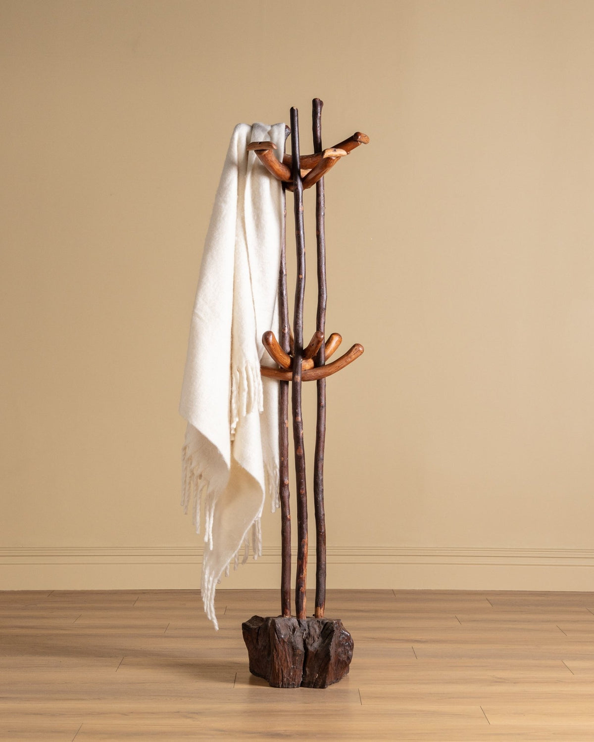 Brutalist Handmade Wood Coat Tree, France, 1950's – Lone Fox