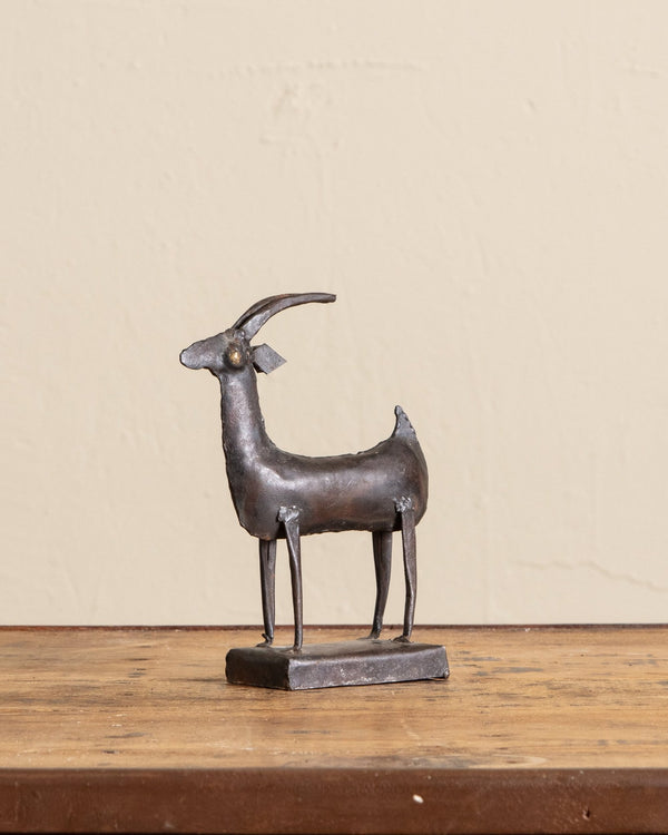 Brutalist Iron Antelope Statue - Lone Fox
