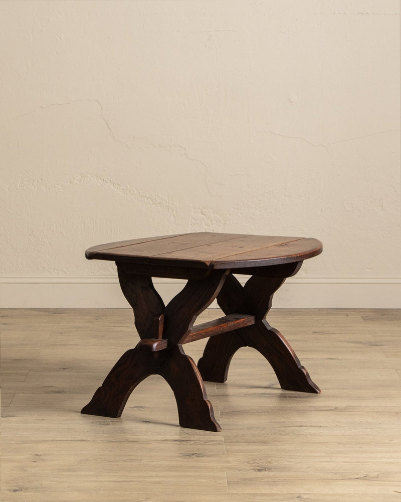 Brutalist Mortis & Tenon Drop Leaf End Table, France, 1940's - Lone Fox