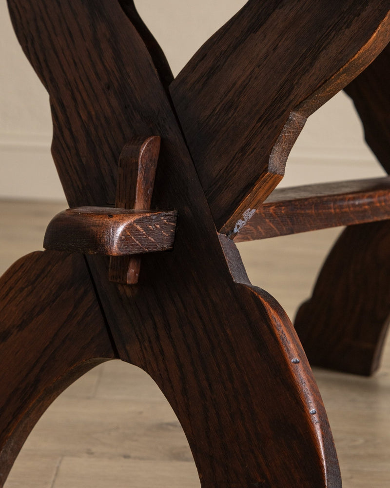 Brutalist Mortis & Tenon Drop Leaf End Table, France, 1940's - Lone Fox