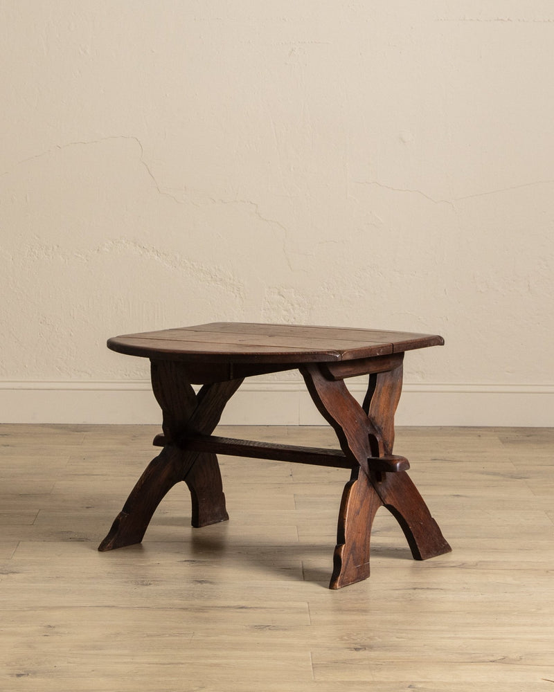 Brutalist Mortis & Tenon Drop Leaf End Table, France, 1940's - Lone Fox