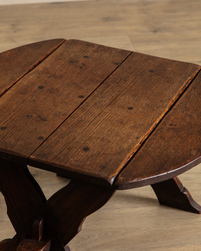 Brutalist Mortis & Tenon Drop Leaf End Table, France, 1940's - Lone Fox