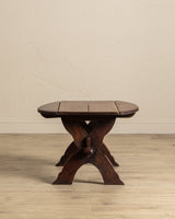 Brutalist Mortis & Tenon Drop Leaf End Table, France, 1940's - Lone Fox